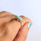 Anello "Occhio del Mare" Larimar naturale