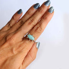 Anello "Occhio del Mare" Larimar naturale