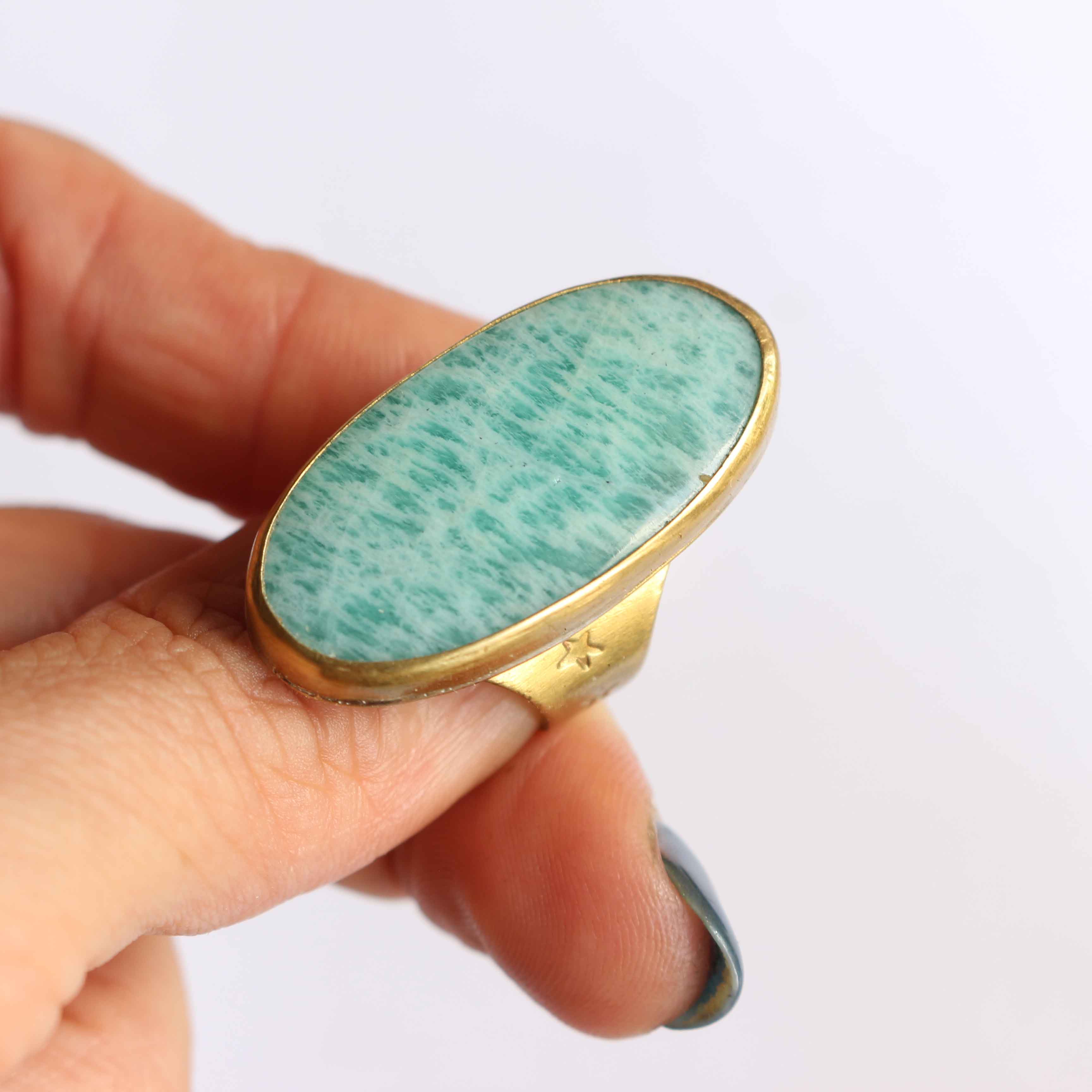 Anello Amazzonite flash e stelle