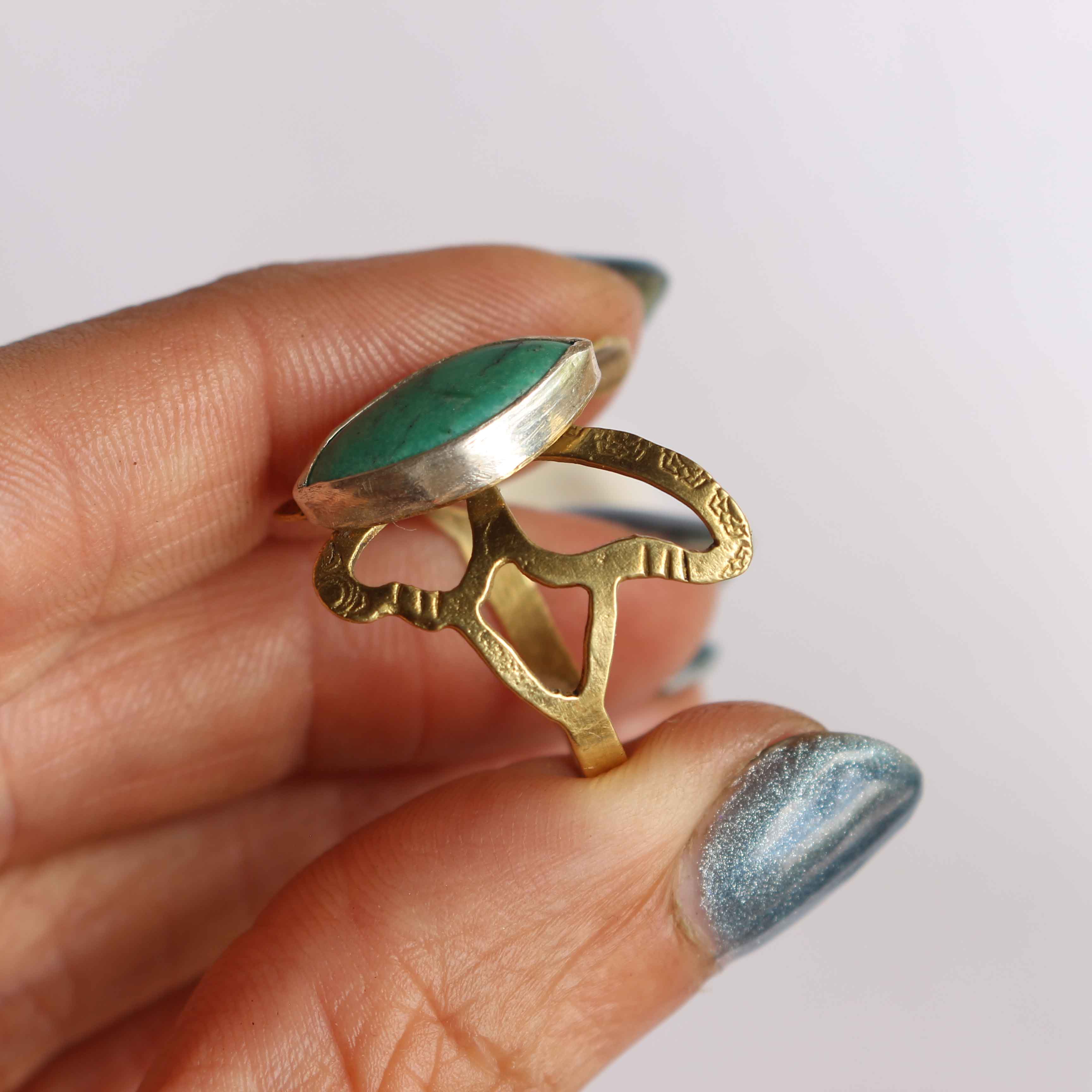 Anello Farfalla "Ali del Cielo" Turchese naturale