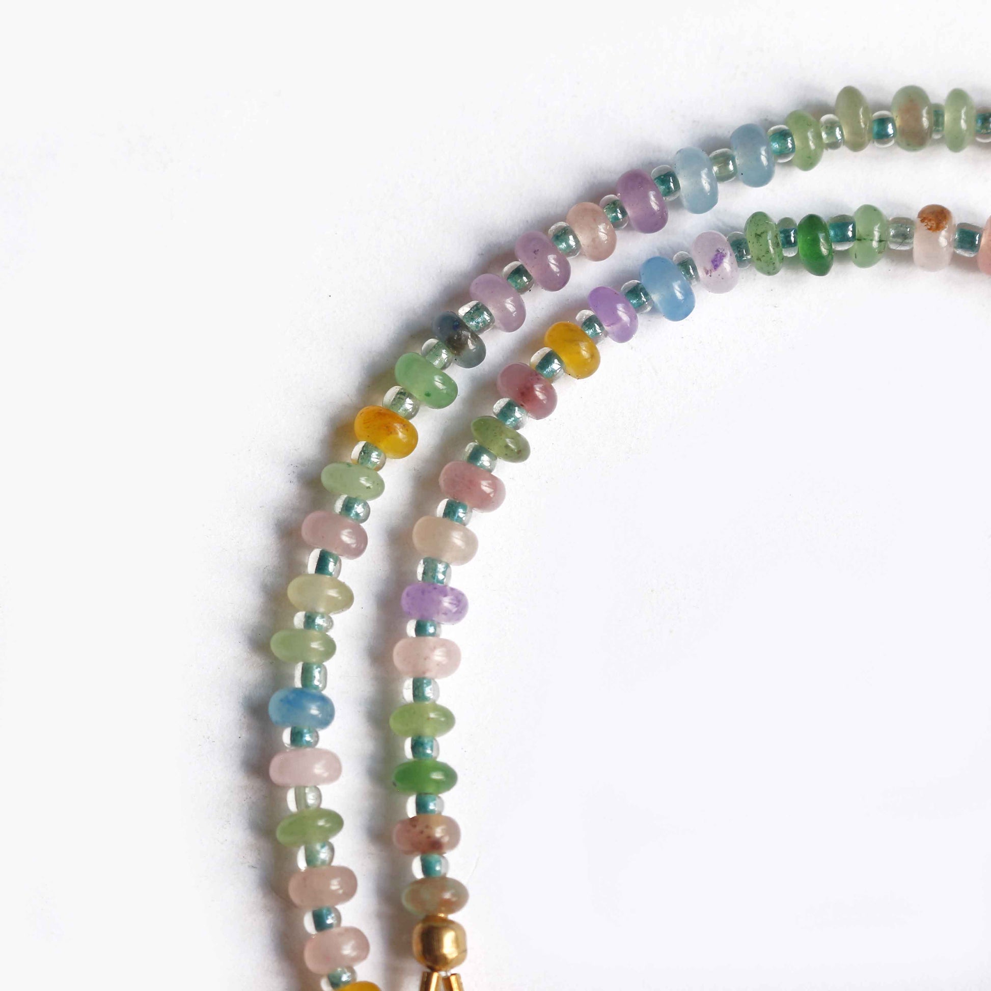 Collana "Fior di Sorrisi" Giada multicolor, Perle e acciaio dorato