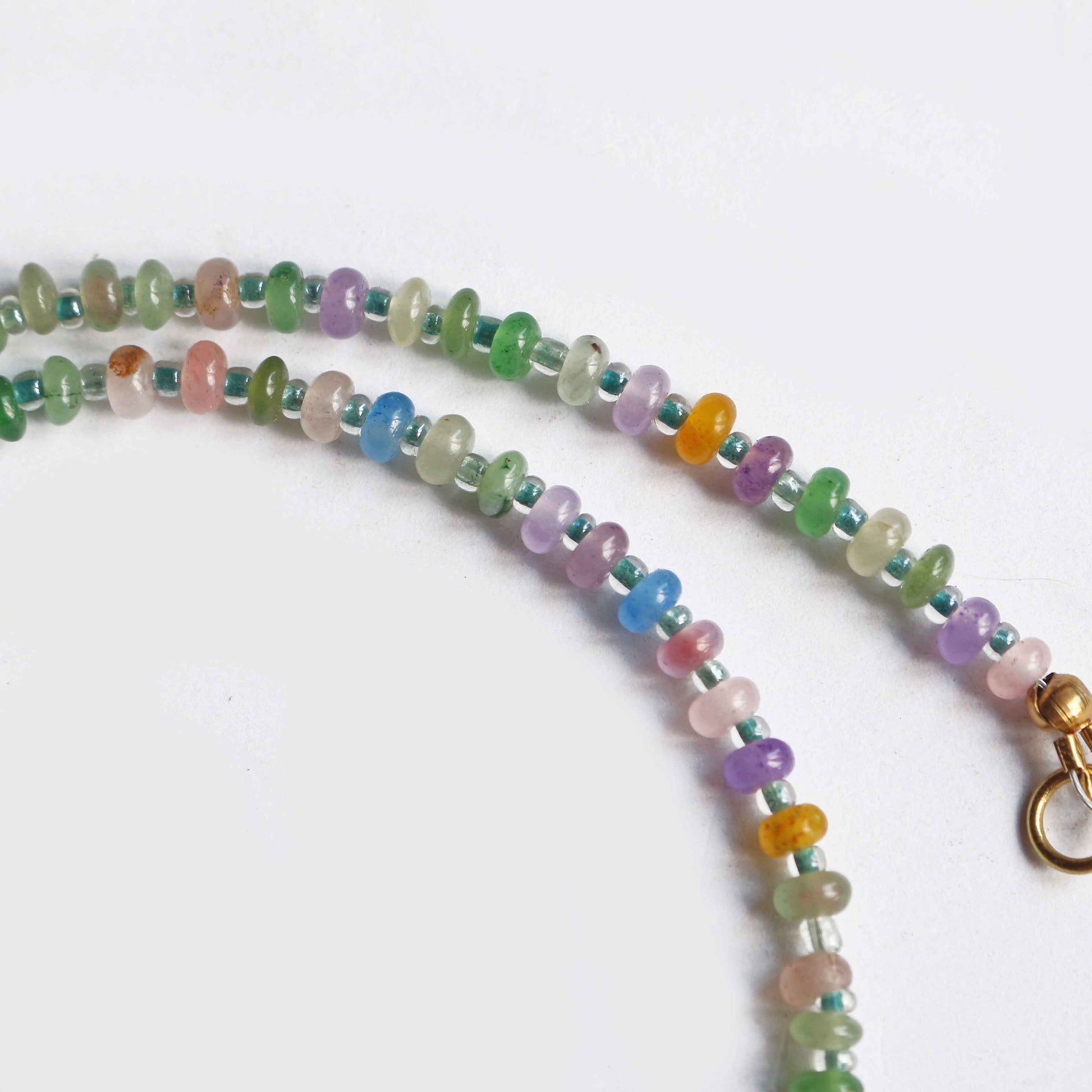 Collana "Fior di Sorrisi" Giada multicolor, Perle e acciaio dorato