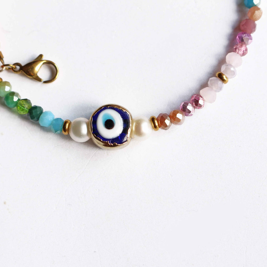 Collana "Occhietto Fortunato" Perle coltivate e cristalli