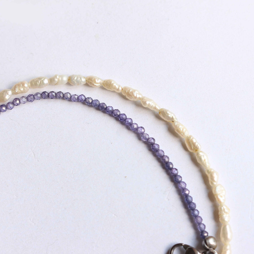 Collana "Dualità" Perle, Zirconi Viola