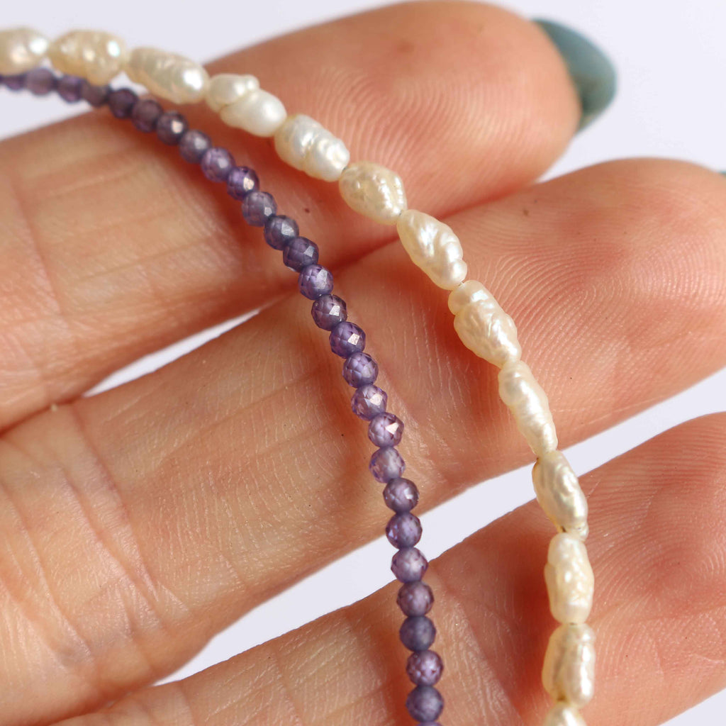 Collana "Dualità" Perle, Zirconi Viola