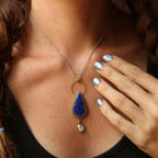 Ciondolo "Notte Stellata" Lapislazzuli e Labradorite bianca