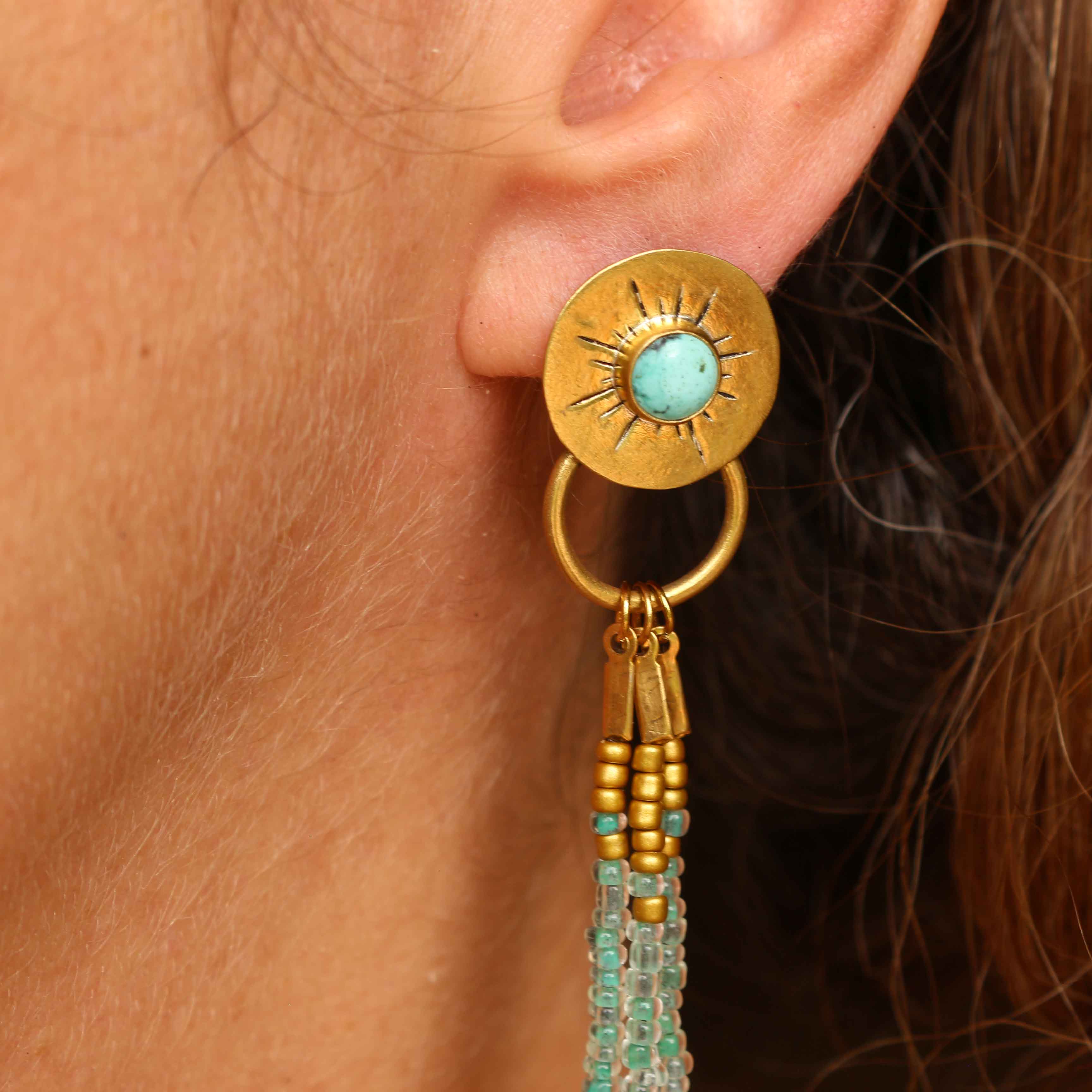 Orecchini "Sole imperfetto" Turchese naturale e perline miyuki