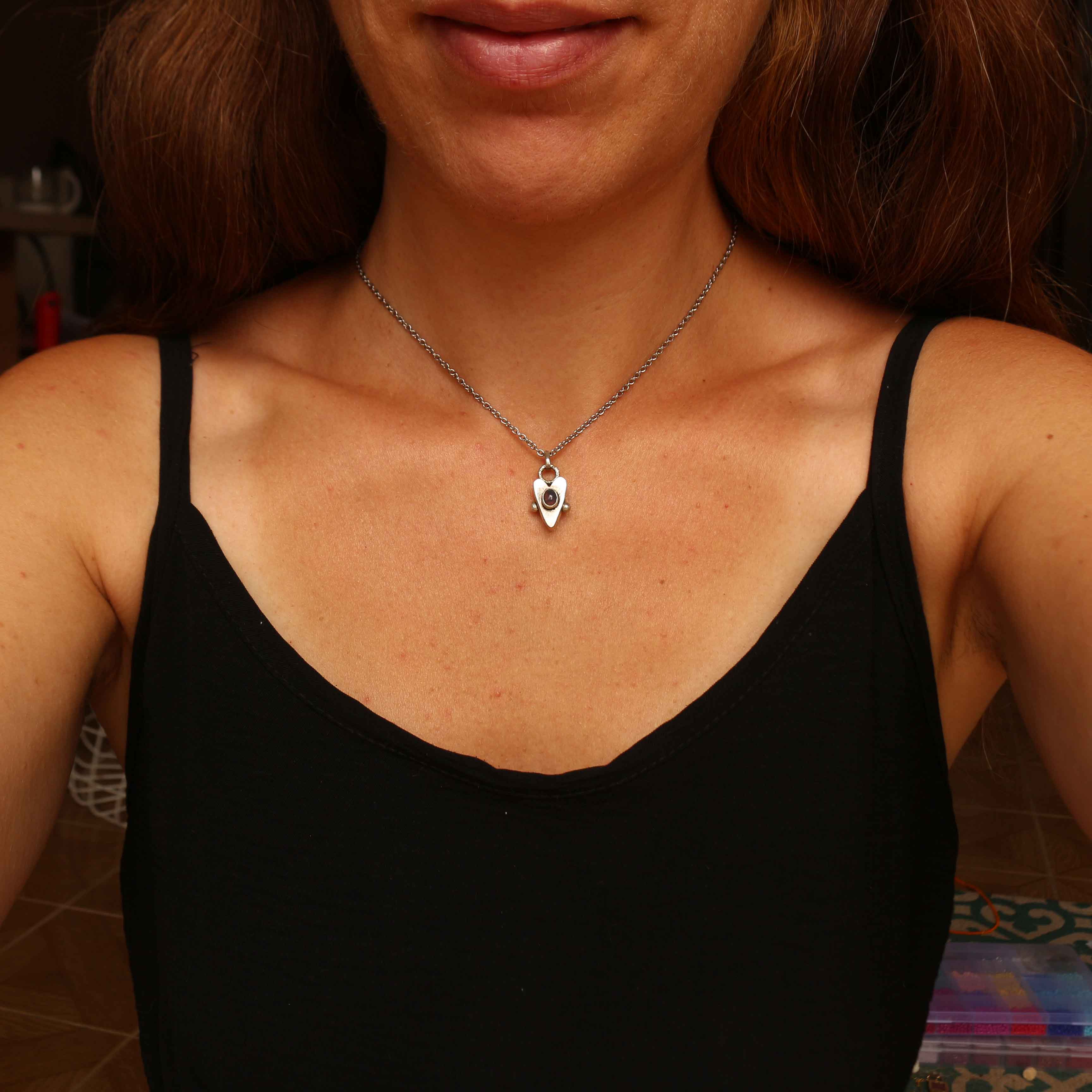 Ciondolo Cuore con Opale Etiope nero