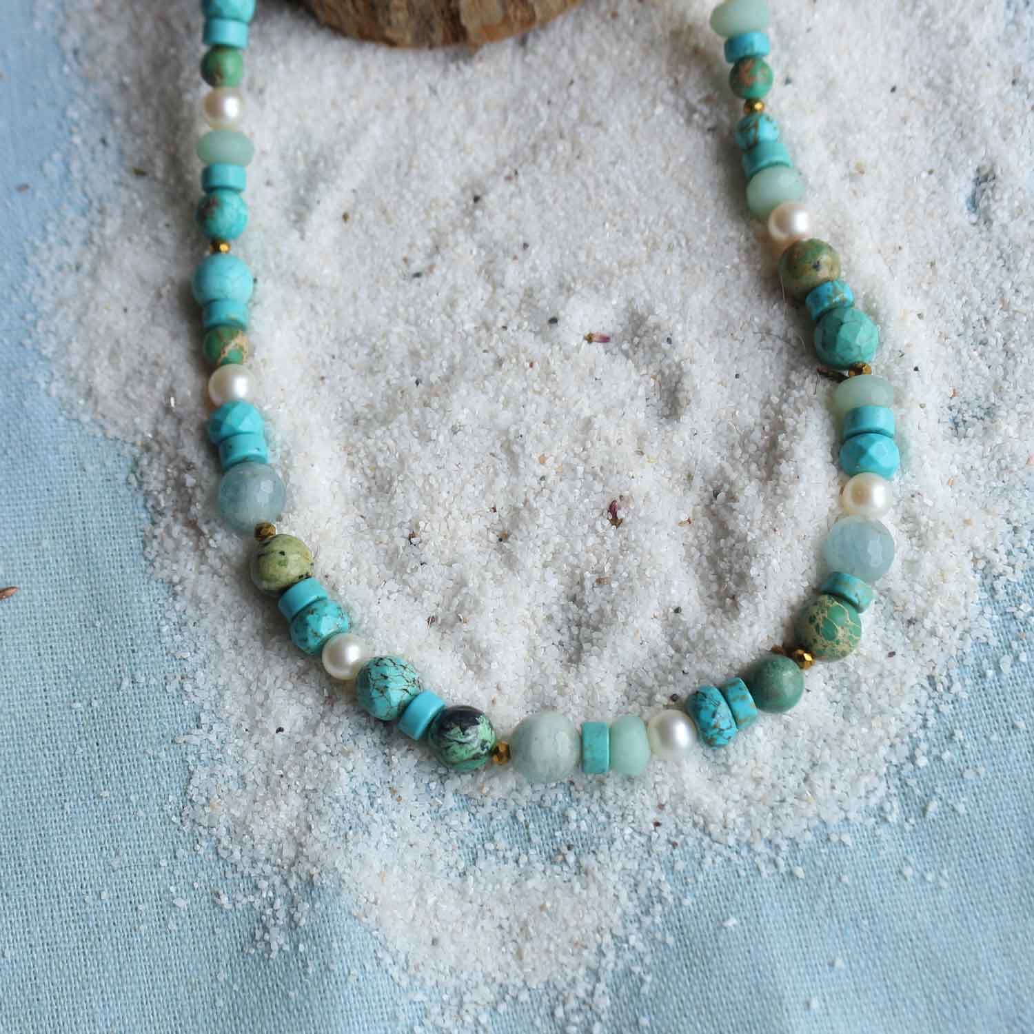 Collana "Sussuro di Sirena" Choker di pietre naturali mix