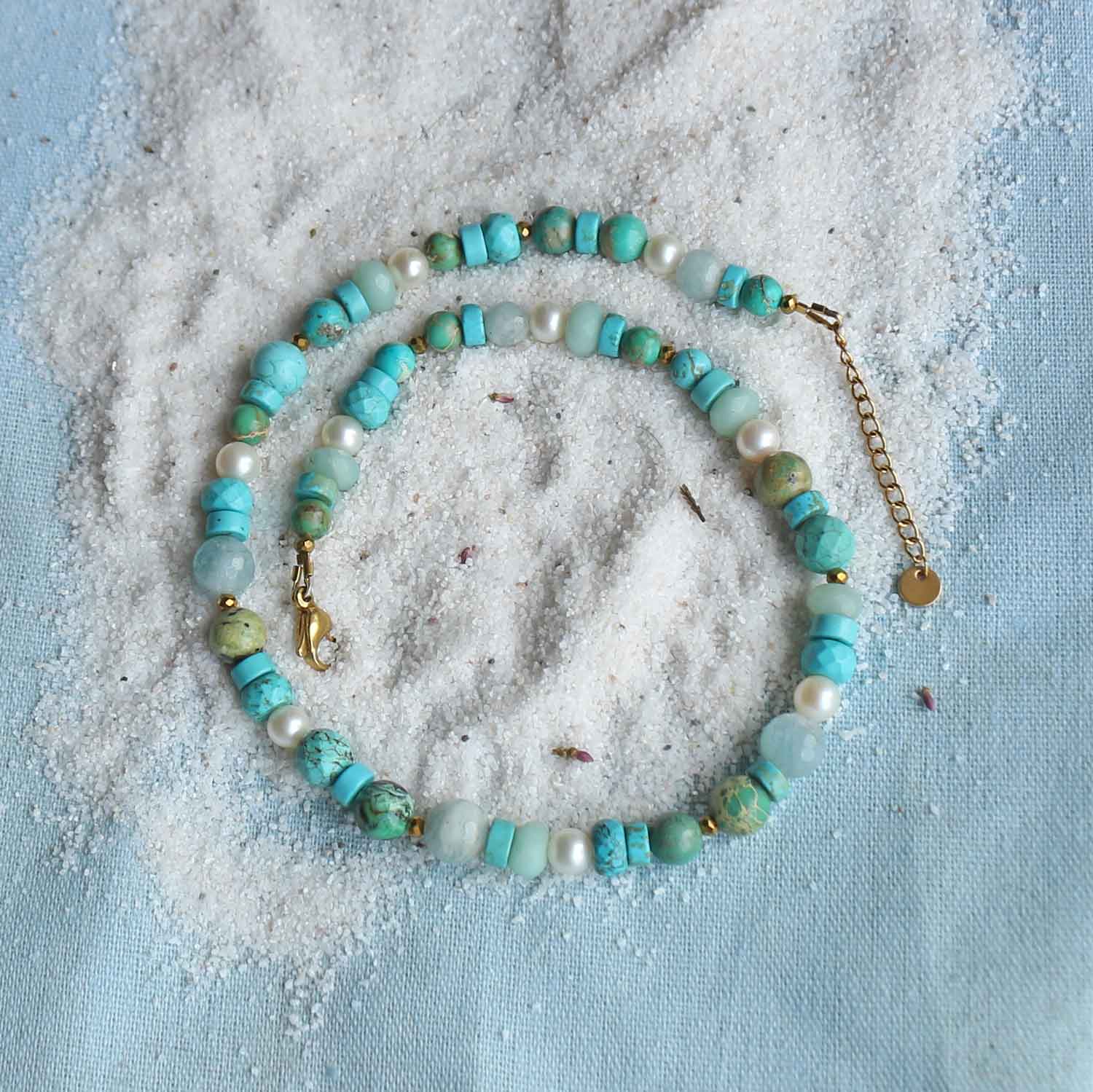 Collana "Sussuro di Sirena" Choker di pietre naturali mix