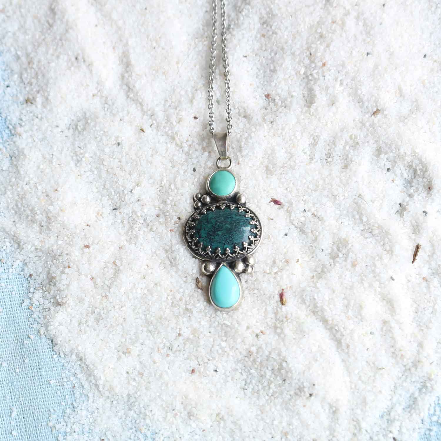 Ciondolo "Anima del Mare" Turchese naturale - Mixed Metal