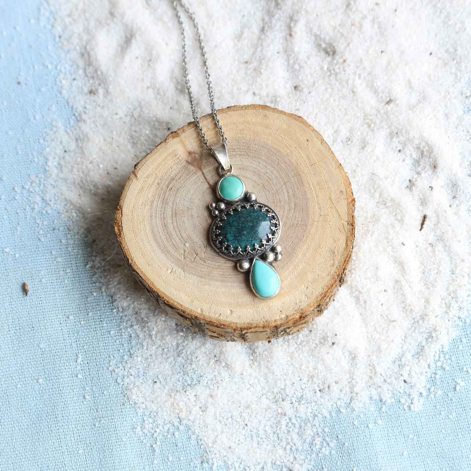 Ciondolo "Anima del Mare" Turchese naturale - Mixed Metal