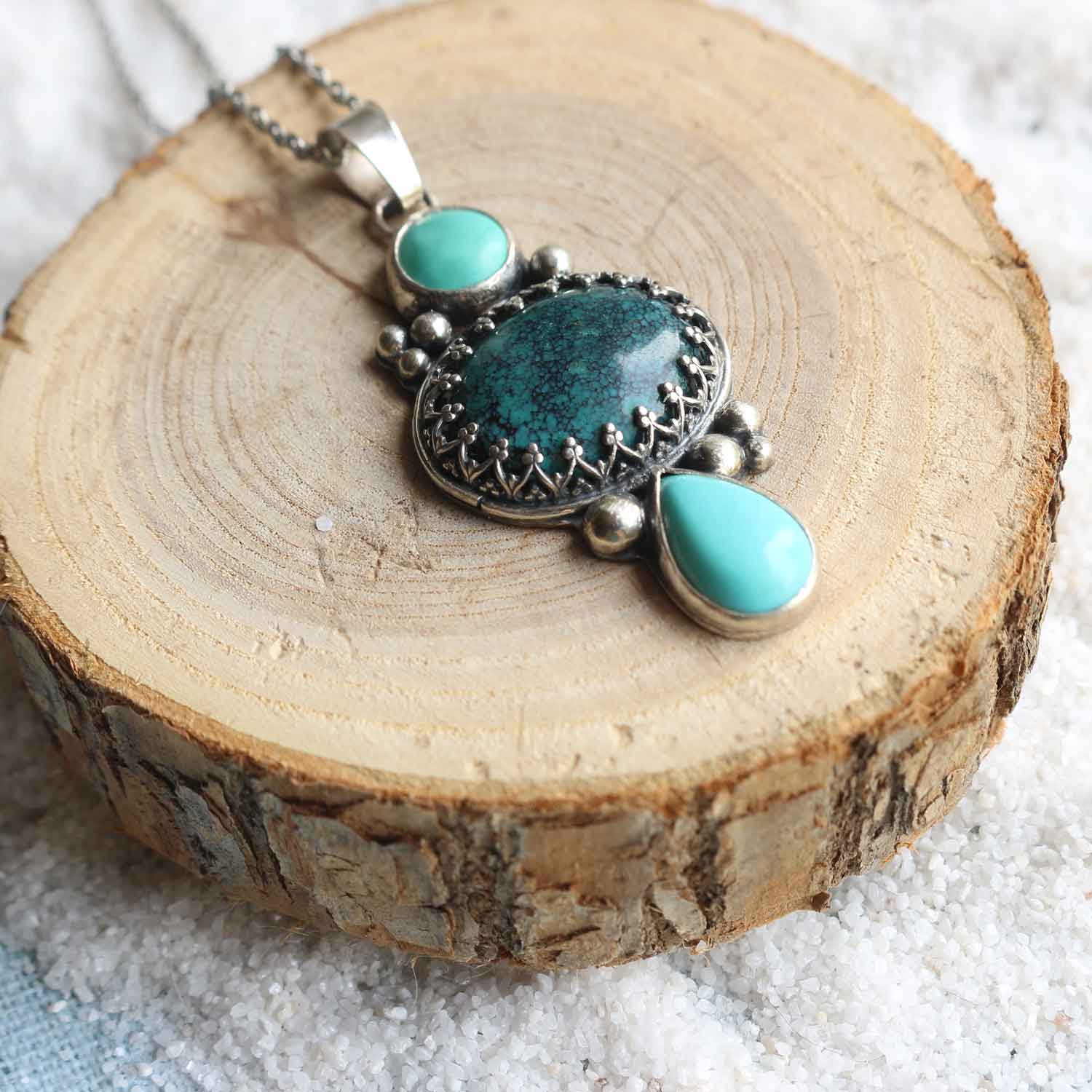 Ciondolo "Anima del Mare" Turchese naturale - Mixed Metal