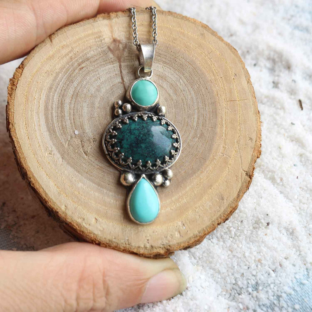 Ciondolo "Anima del Mare" Turchese naturale - Mixed Metal