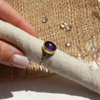 Anello regolabile "Sigillo della Maga" Ametista e Ottone