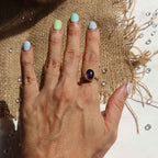 Anello regolabile "Sigillo della Maga" Ametista e Ottone