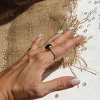 Anello regolabile "Sigillo della Maga" Ametista e Ottone