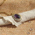 Ciondolo "Uovo di Drago" Ametista viola del Brasile - Mixed Metal