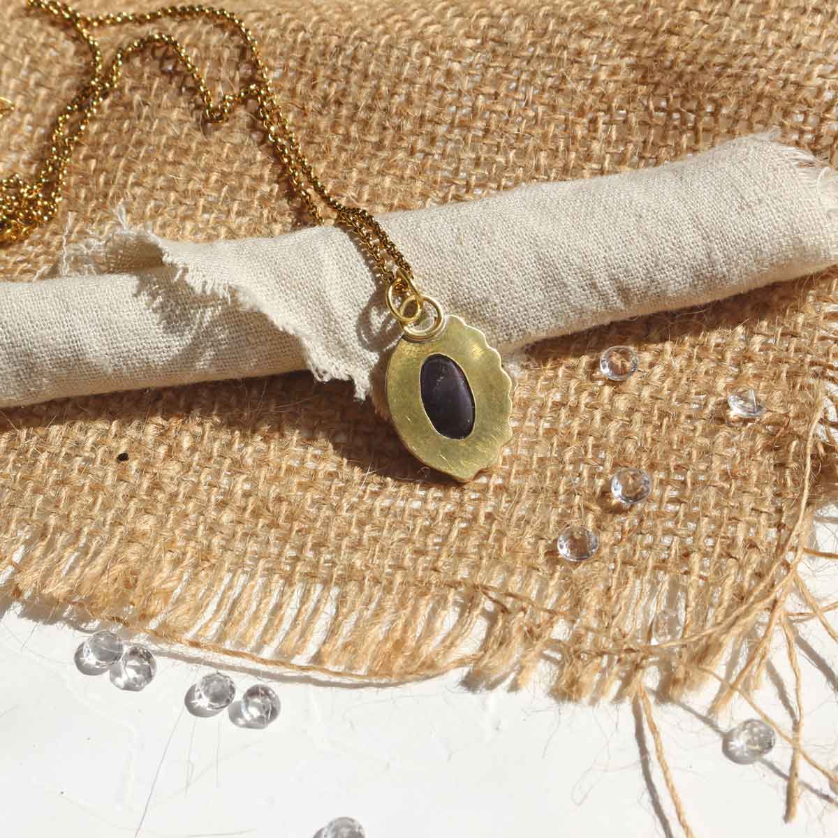 Ciondolo "Uovo di Drago" Ametista viola del Brasile - Mixed Metal