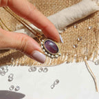 Ciondolo "Uovo di Drago" Ametista viola del Brasile - Mixed Metal