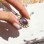 Ciondolo "Uovo di Drago" Ametista viola del Brasile - Mixed Metal