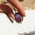 Ciondolo "Uovo di Drago" Ametista viola del Brasile - Mixed Metal