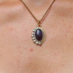 Ciondolo "Uovo di Drago" Ametista viola del Brasile - Mixed Metal