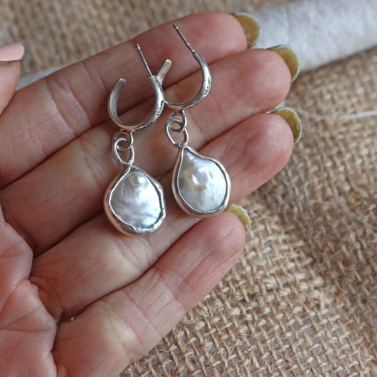 Orecchini "Goccia di Felicità" Perle barocche e argento