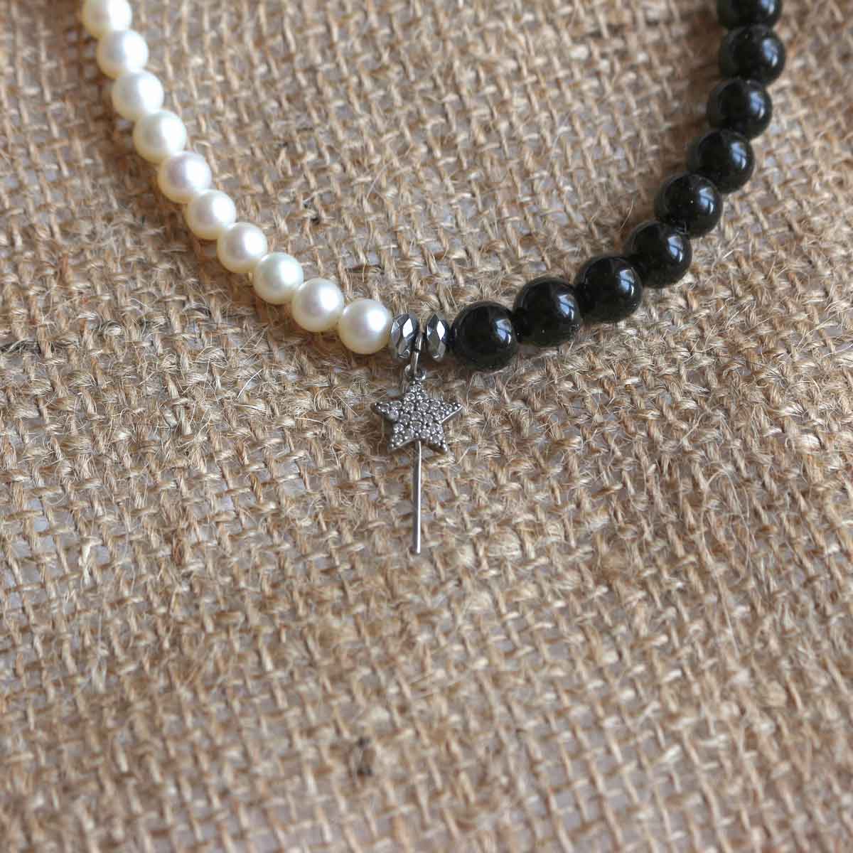 Collana choker "Abra(cadabra)" Onice e Perle coltivate