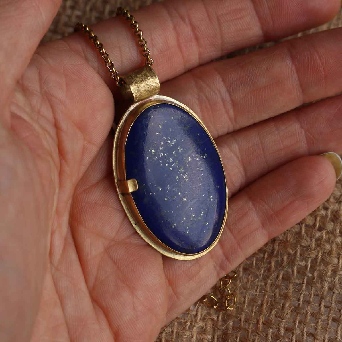 Ciondolo Lapislazzuli "Notte Stellata" in ottone