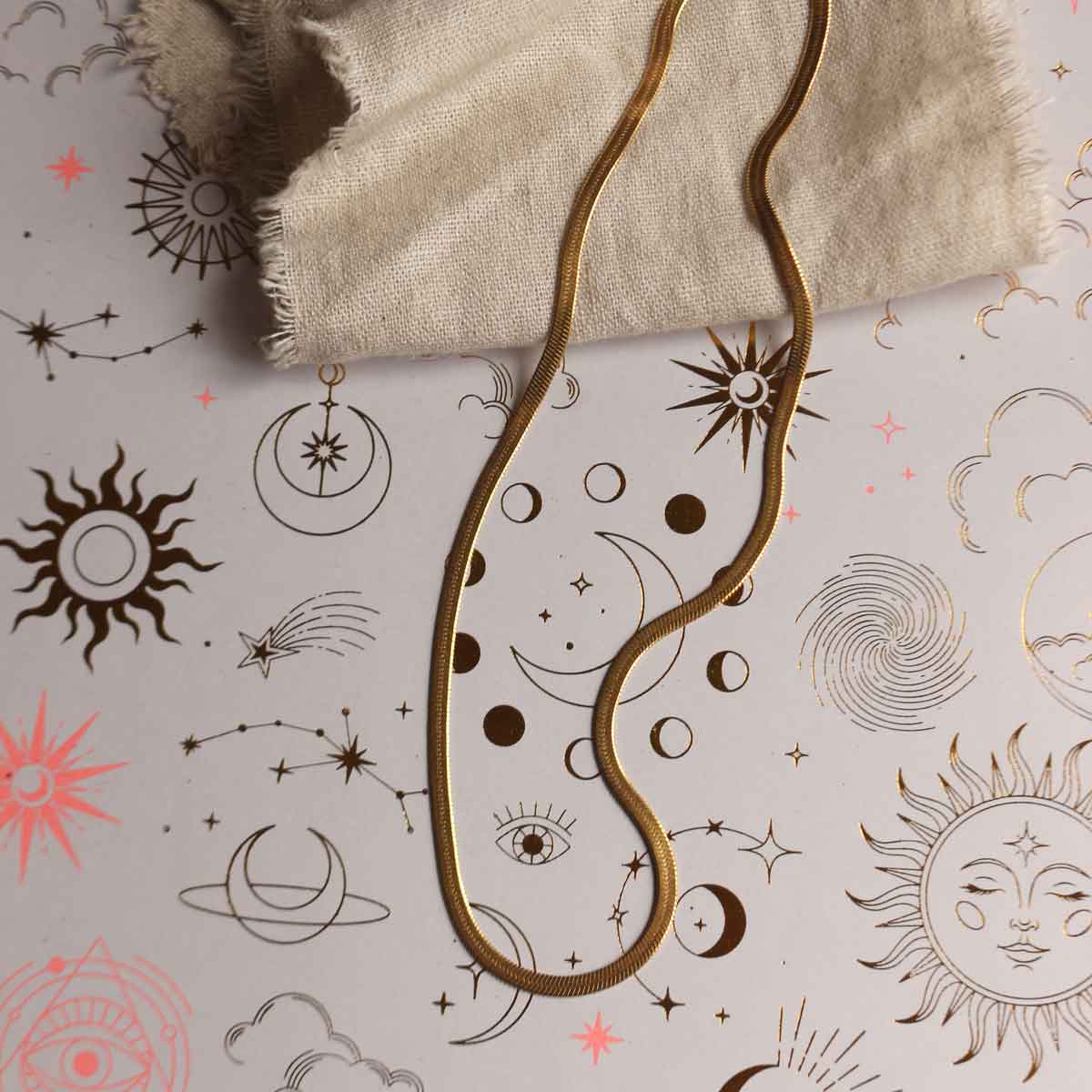Collana "Anubi" maglia serpente in acciaio oro