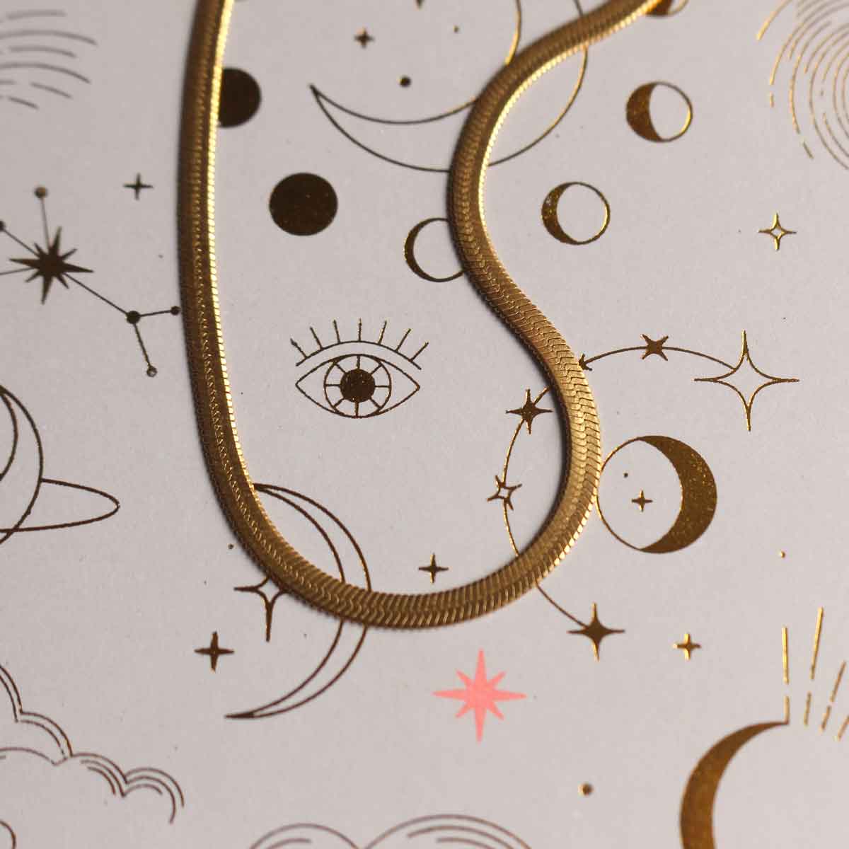 Collana "Anubi" maglia serpente in acciaio oro