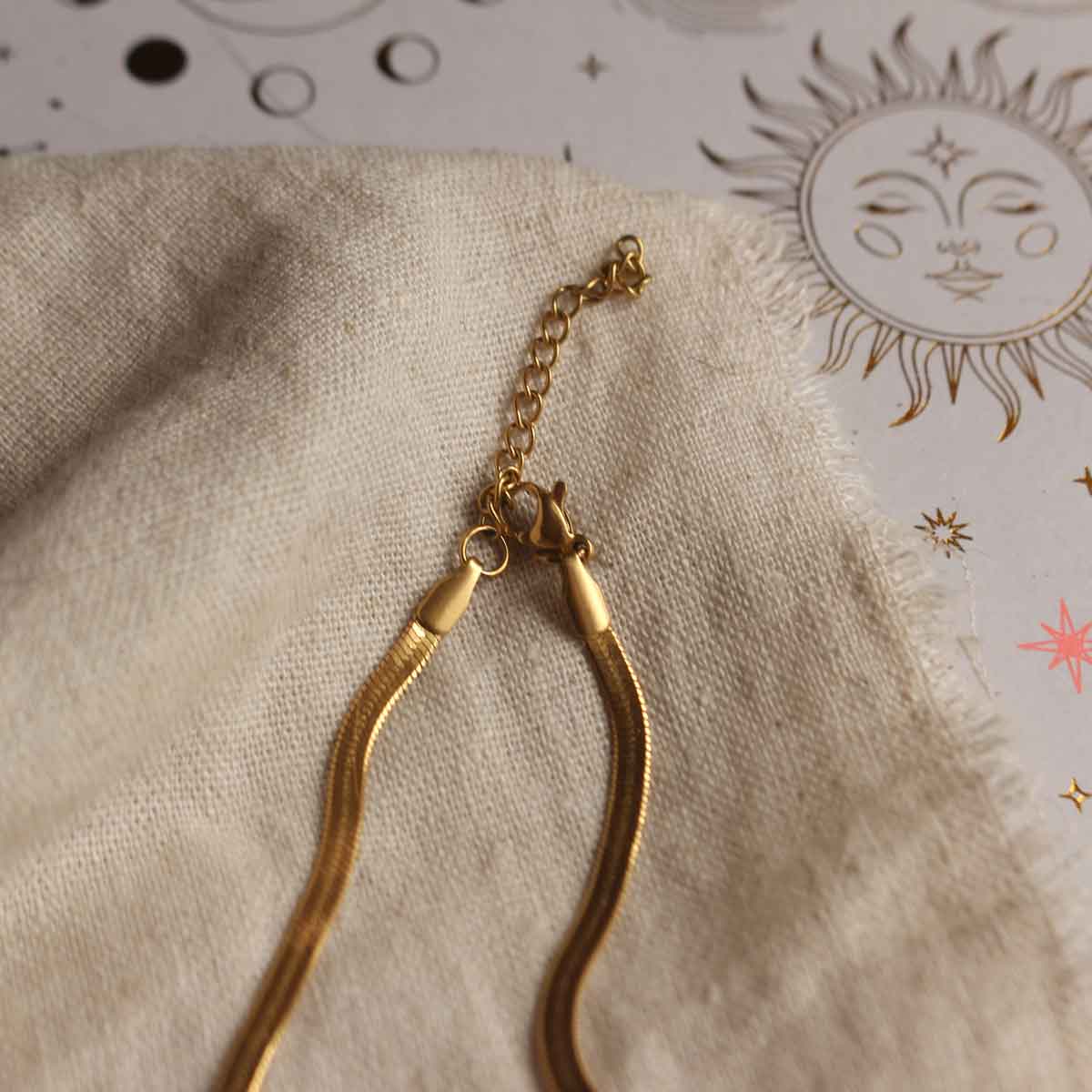 Collana "Anubi" maglia serpente in acciaio oro