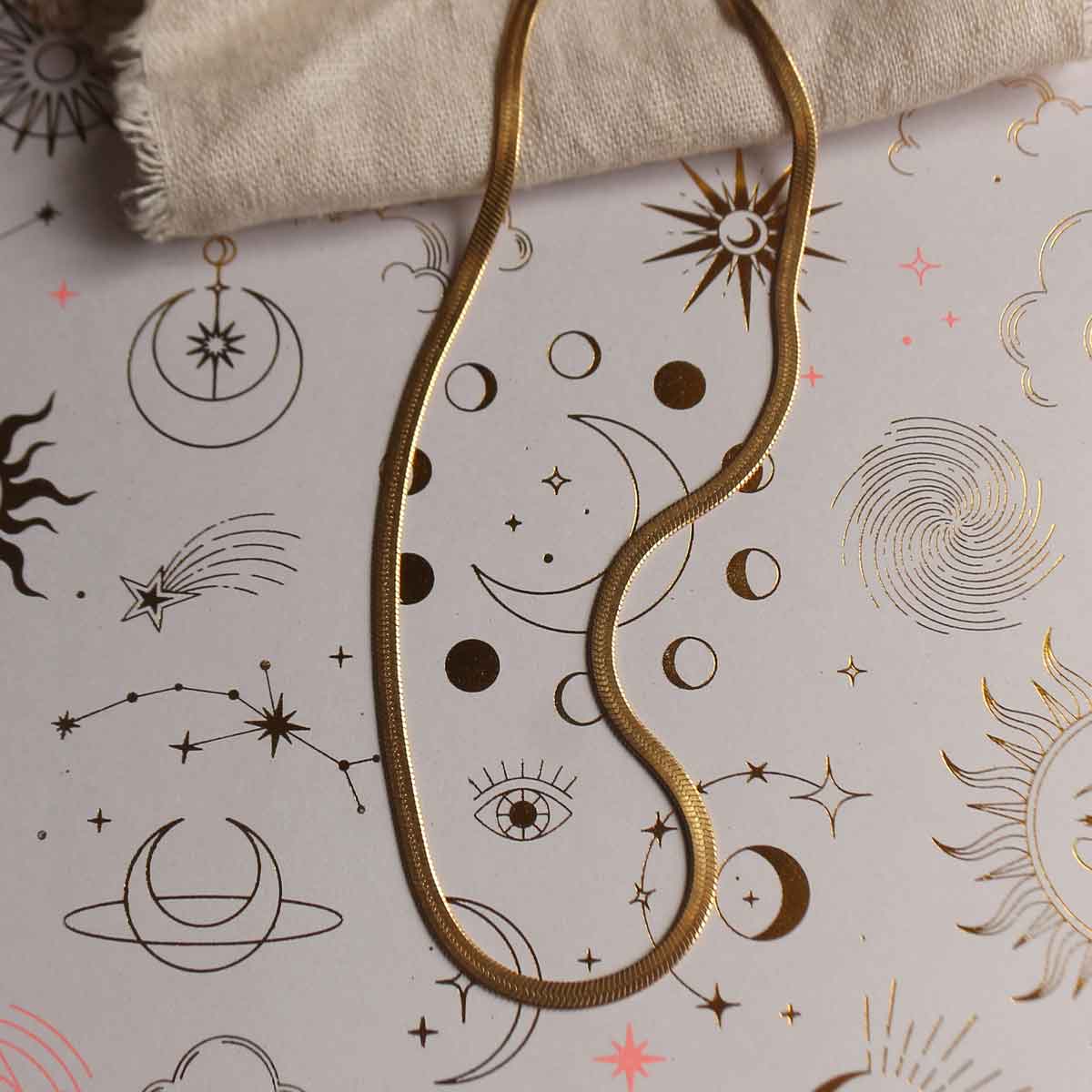 Collana "Anubi" maglia serpente in acciaio oro