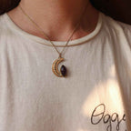 Ciondolo Amuleto "Lunatica" con Ametista taglio marquise in ottone