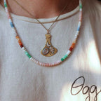 Collana "Arcobaleno" rondelle lisce di Opale con minuteria in Acciaio