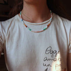 Collana "Arcobaleno" rondelle lisce di Opale con minuteria in Acciaio