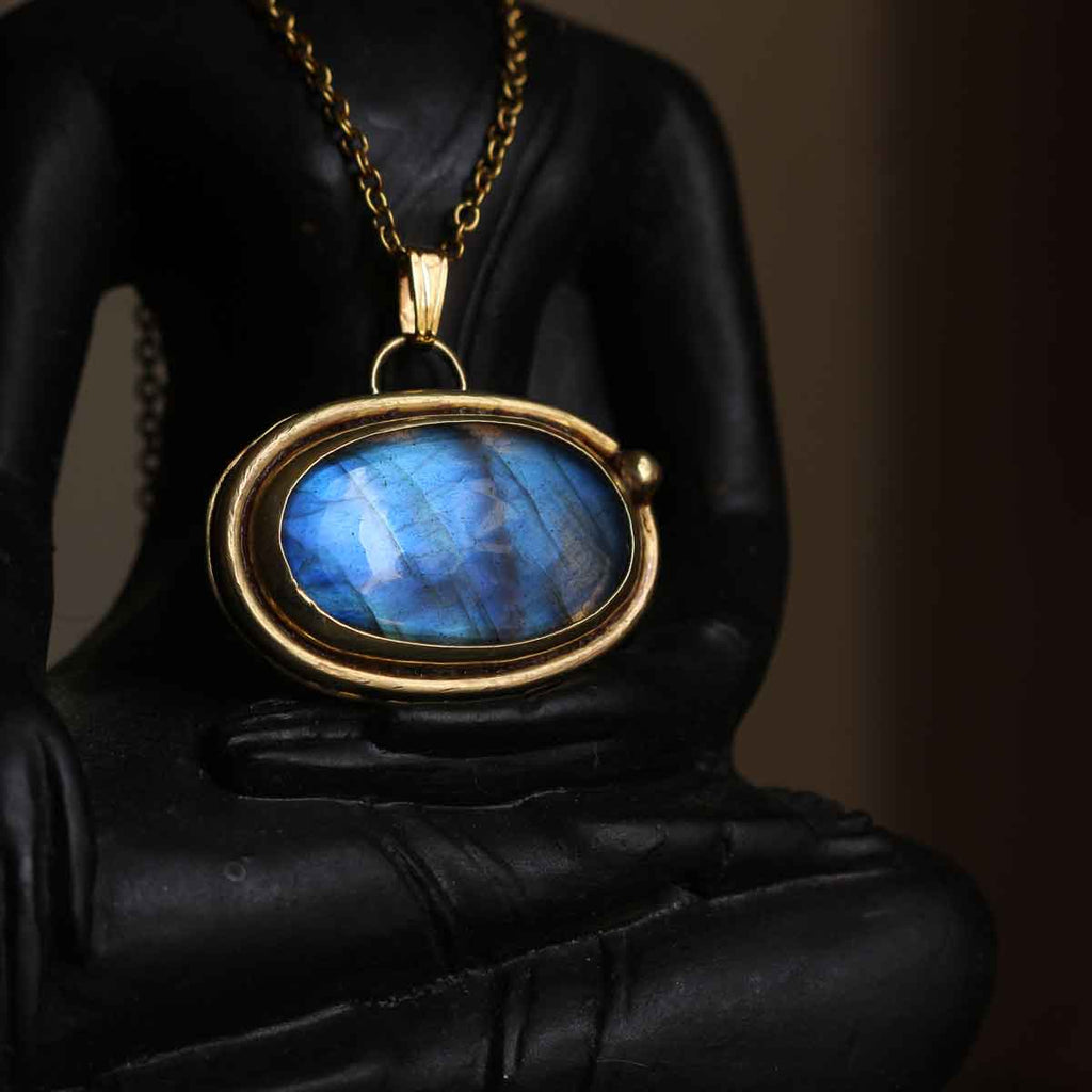 Ciondolo "Orbita Blu" Labradorite in Ottone