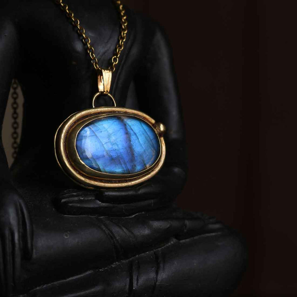 Ciondolo "Orbita Blu" Labradorite in Ottone