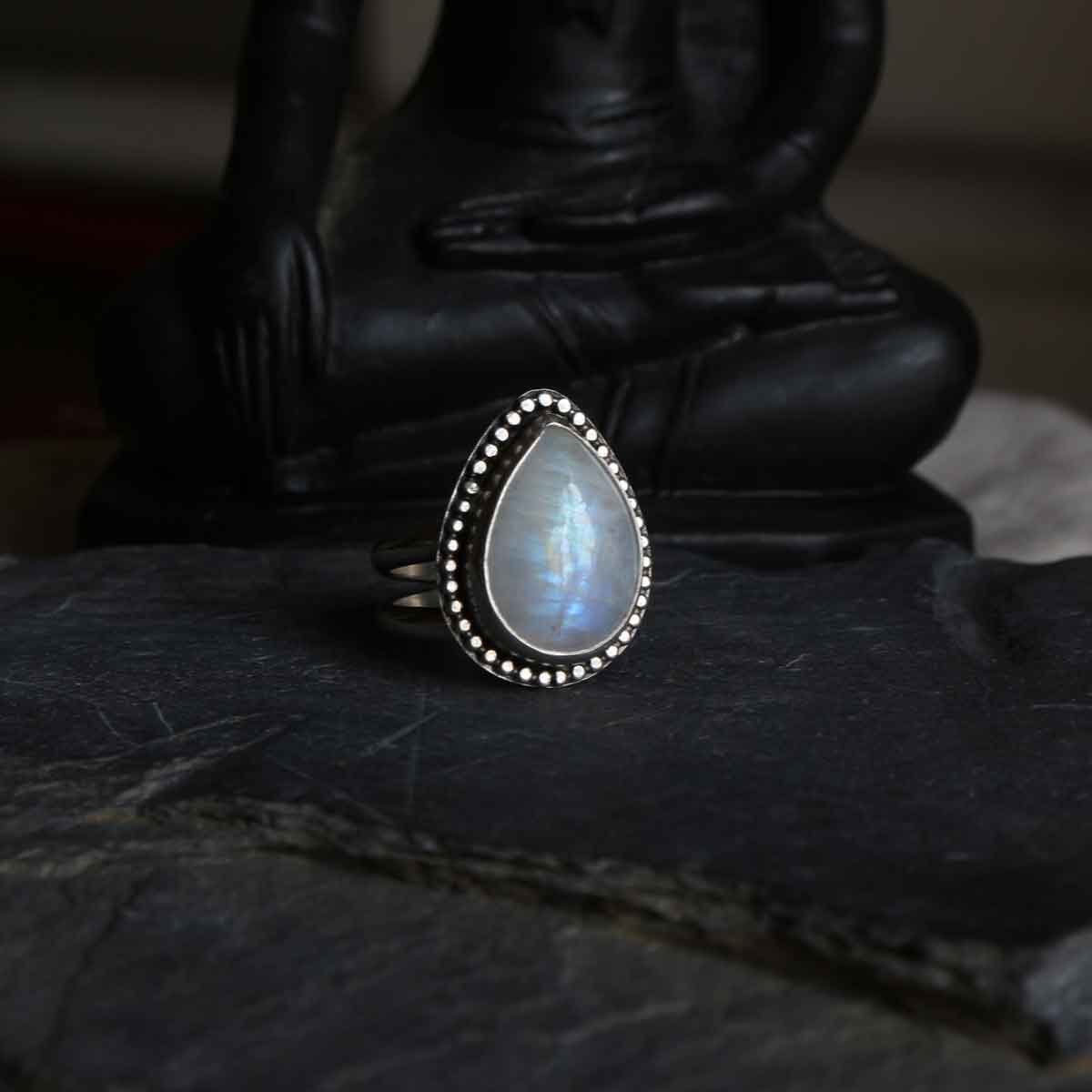 Anello "La Via della Vita" Labradorite Bianca - Arg. 925