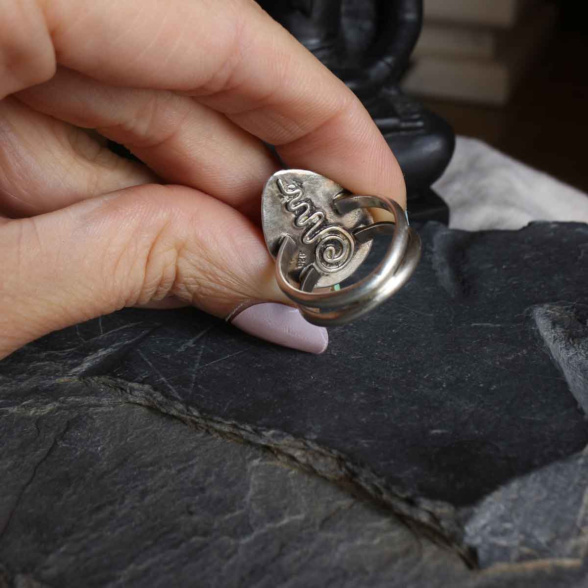 Anello "La Via della Vita" Labradorite Bianca - Arg. 925