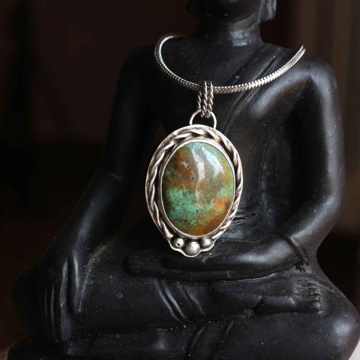 Ciondolo runico "Fehu" Turchese Arizona naturale