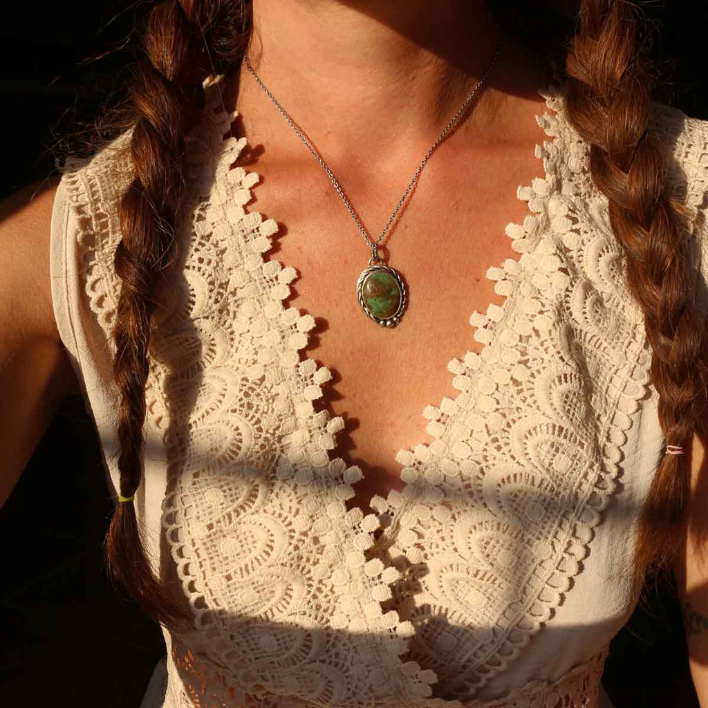 Ciondolo runico "Fehu" Turchese Arizona naturale