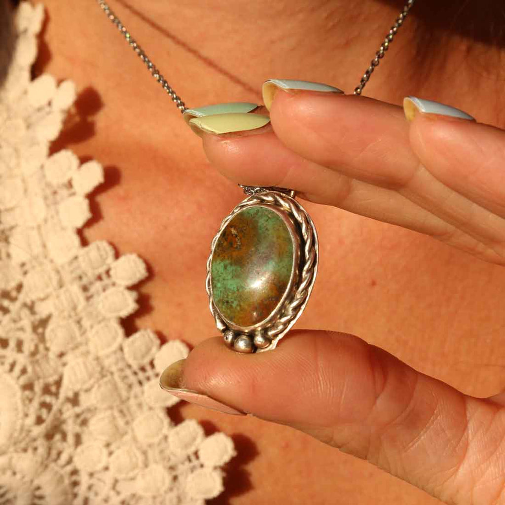 Ciondolo runico "Fehu" Turchese Arizona naturale