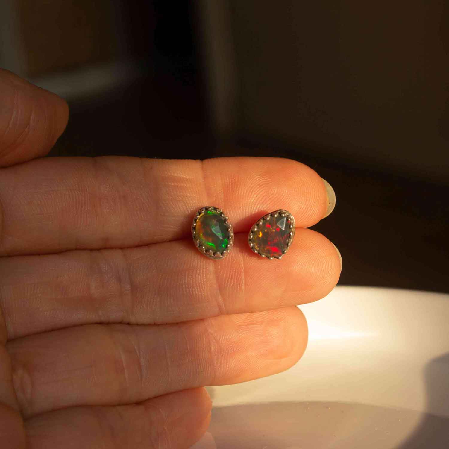 Orecchini "Riflessi di Luce" con Opale Etiope in Argento - PREMIUM QUALITY - RARO