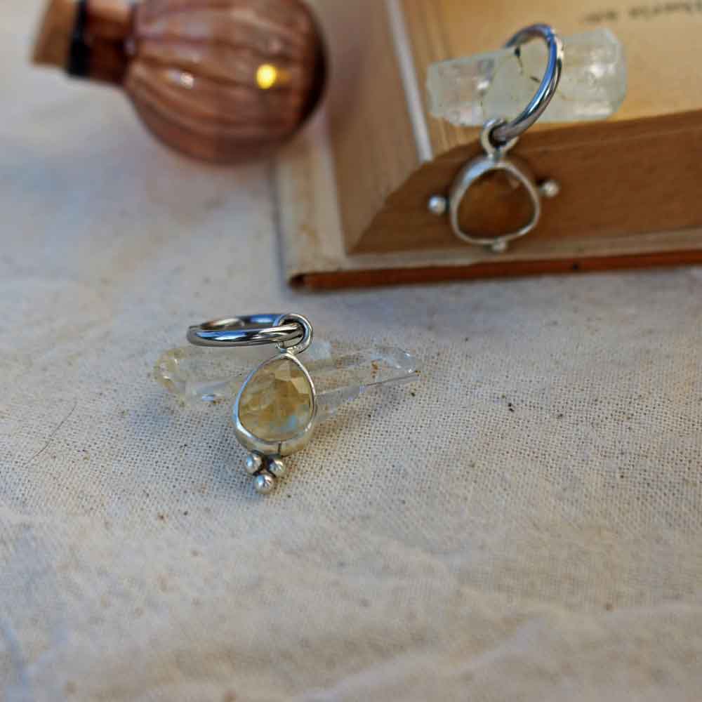 Orecchini "Gocce di sole" Quarzo Citrino cerchietto acciaio