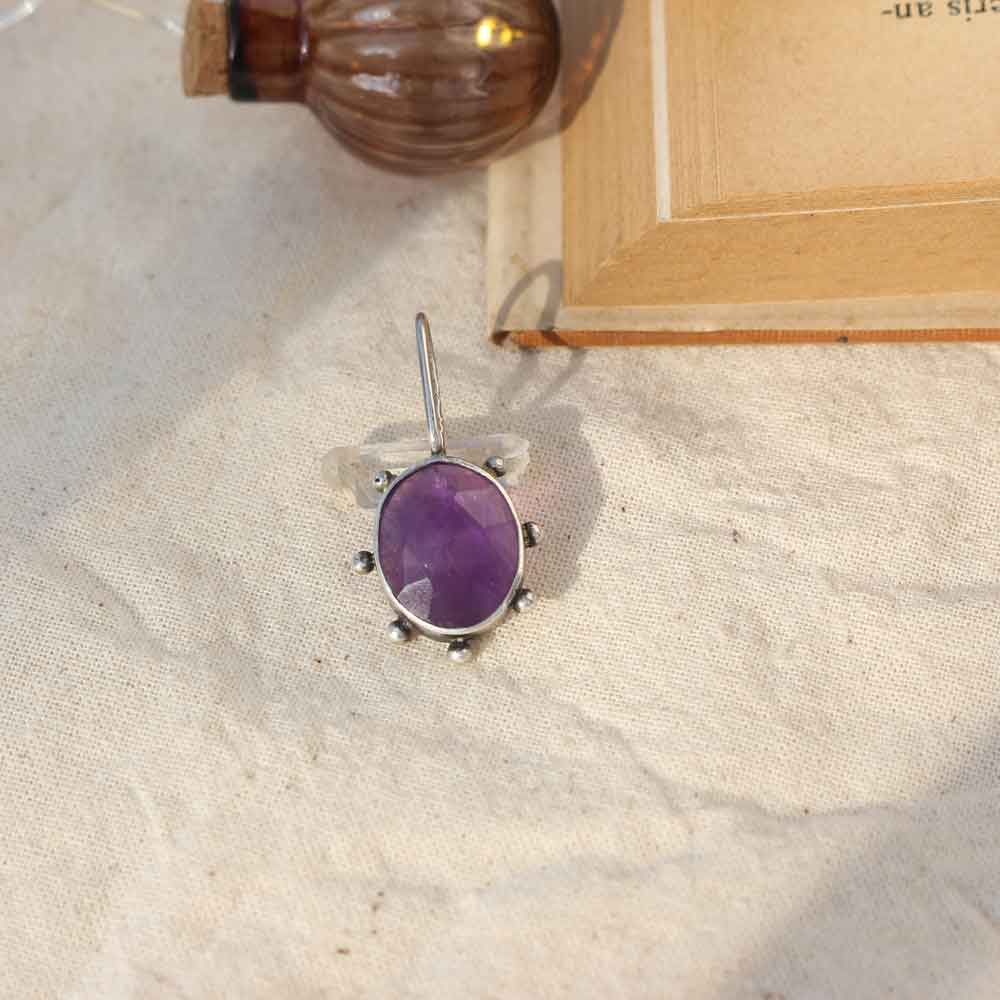 Ciondolo "Oculus Mistico" Ametista viola, taglio rose-cut