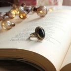 Anello "Sigillo della Luna Nera" Onice e Ottone - Taglia IT 13