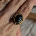 Anello "Sigillo della Luna Nera" Onice e Ottone - Taglia IT 13