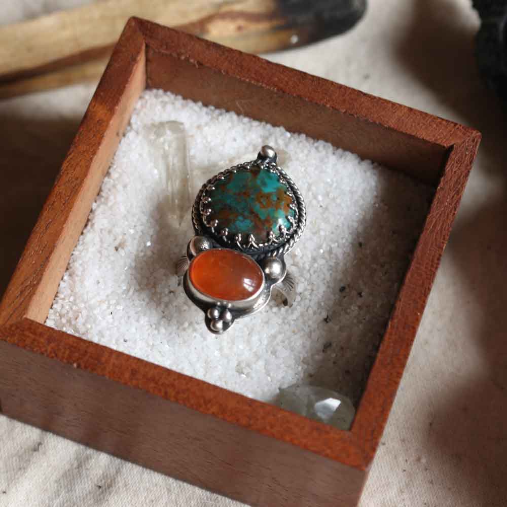 Ordine personalizzato S.P. - Anello con Turchese e Corniola